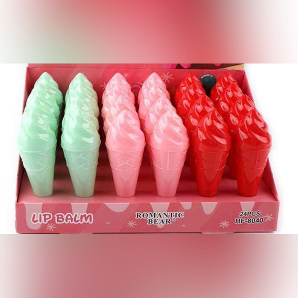 NEW 3PC Ice Cream Cone Lip Gloss Set - 1 Green 1 Pink and 1 Red